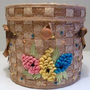 Handbag PURSE FLORIDA 1950's Bucket Basket Straw